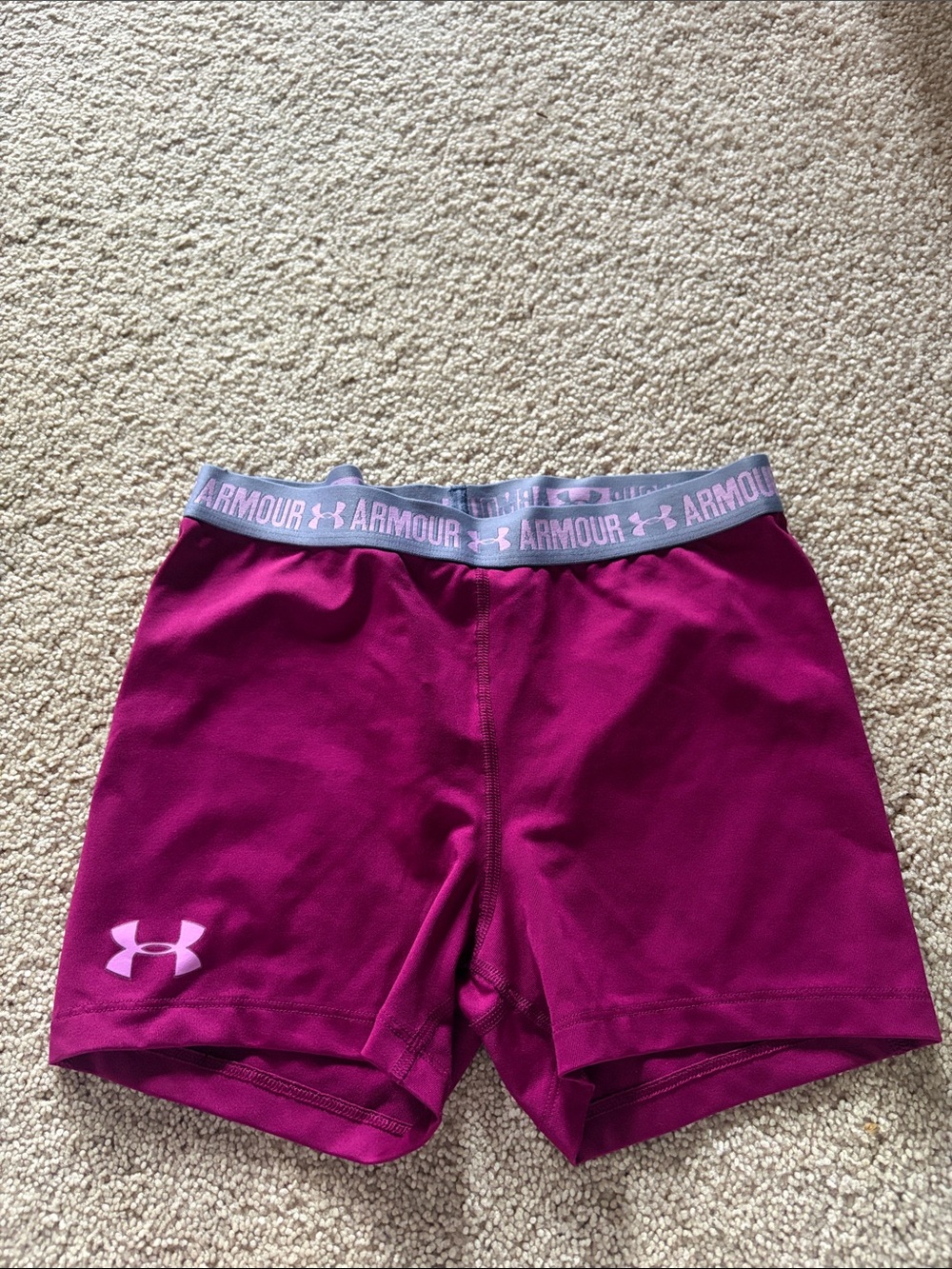 Under Armour Girls Magenta Pink Athletic Shorts